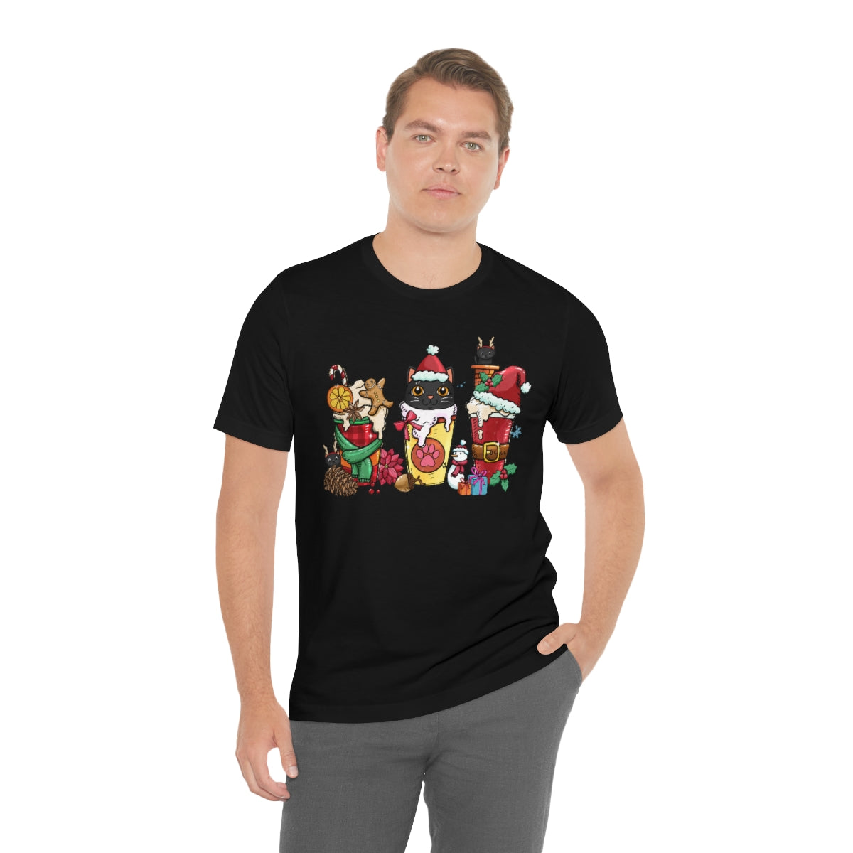 Black Cat Christmas Coffee Xmas Tshirt