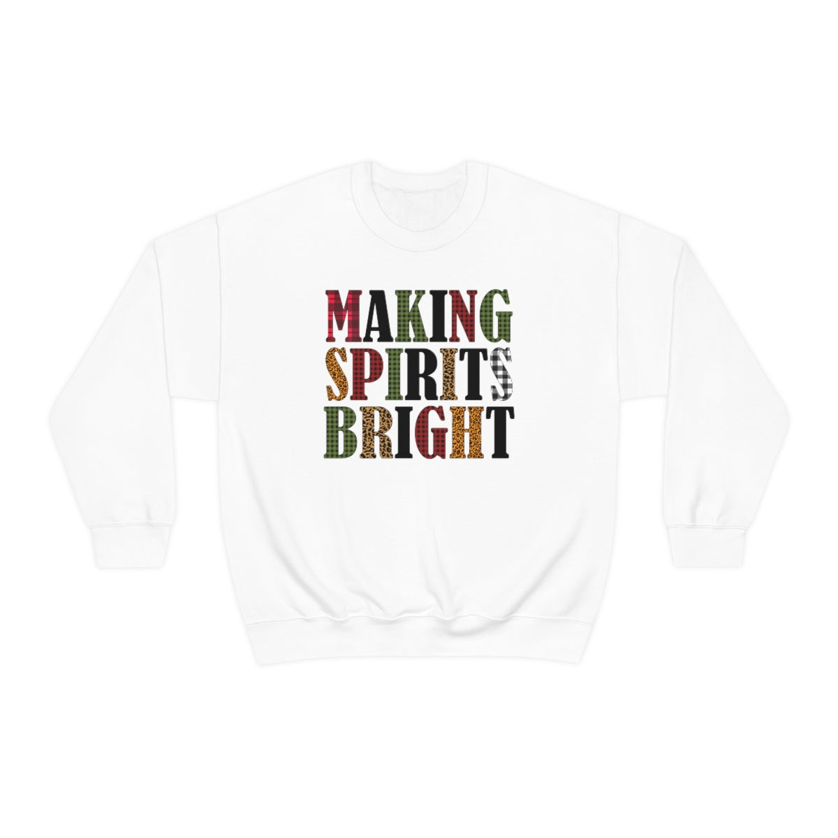 Making Spirits Bright Plaid Lettering Christmas Sweatshirt