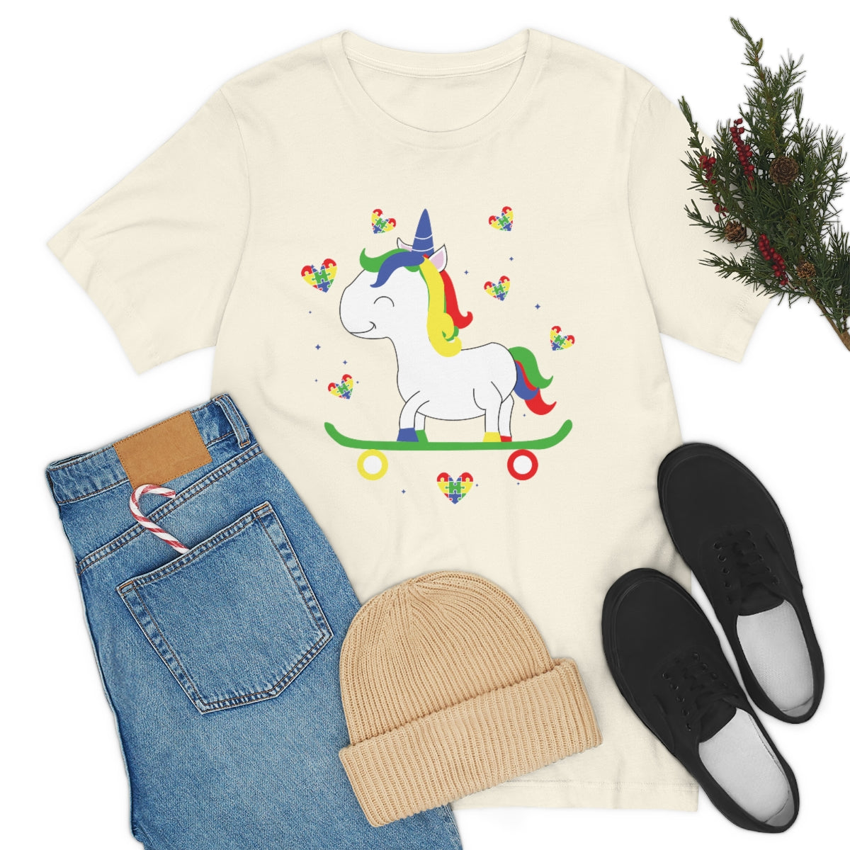 Cute Skateboarding Unicorn Autism Awareness Tshirt