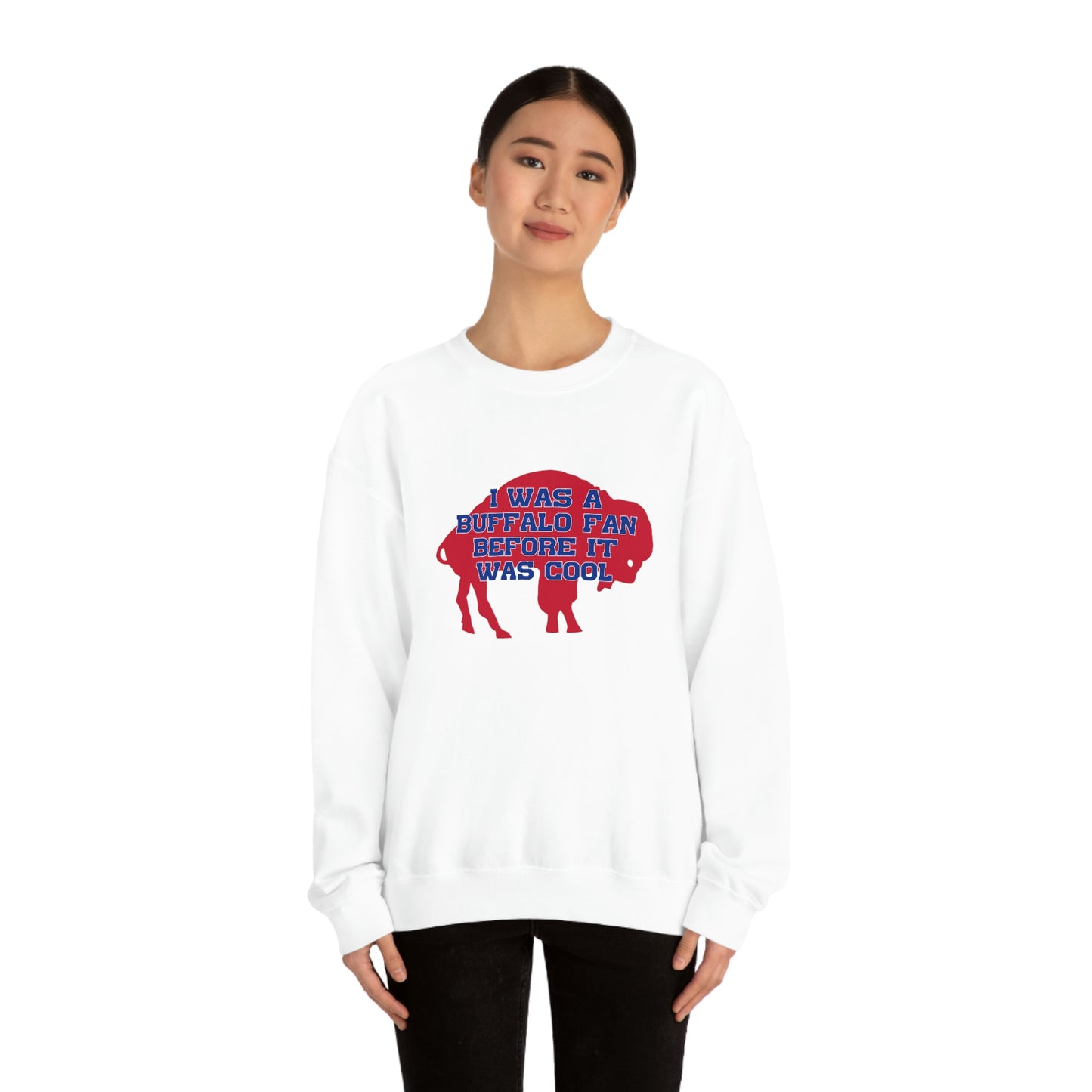 I Was a Buffalo Fan Before it was Cool Retro Red Logo Bills Mafia Football Crewneck Sweatshirt