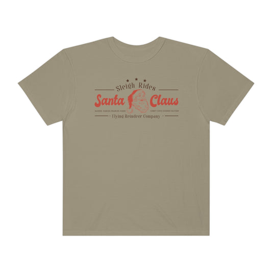 Santa Claus Sleigh Rides Flying Reindeer Christmas TeeShirt