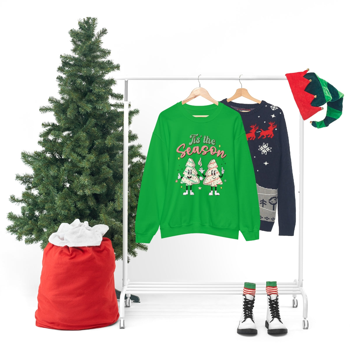 Tis the Season Cute Retro Vintage Tree & Treat Christmas Sweatshirt