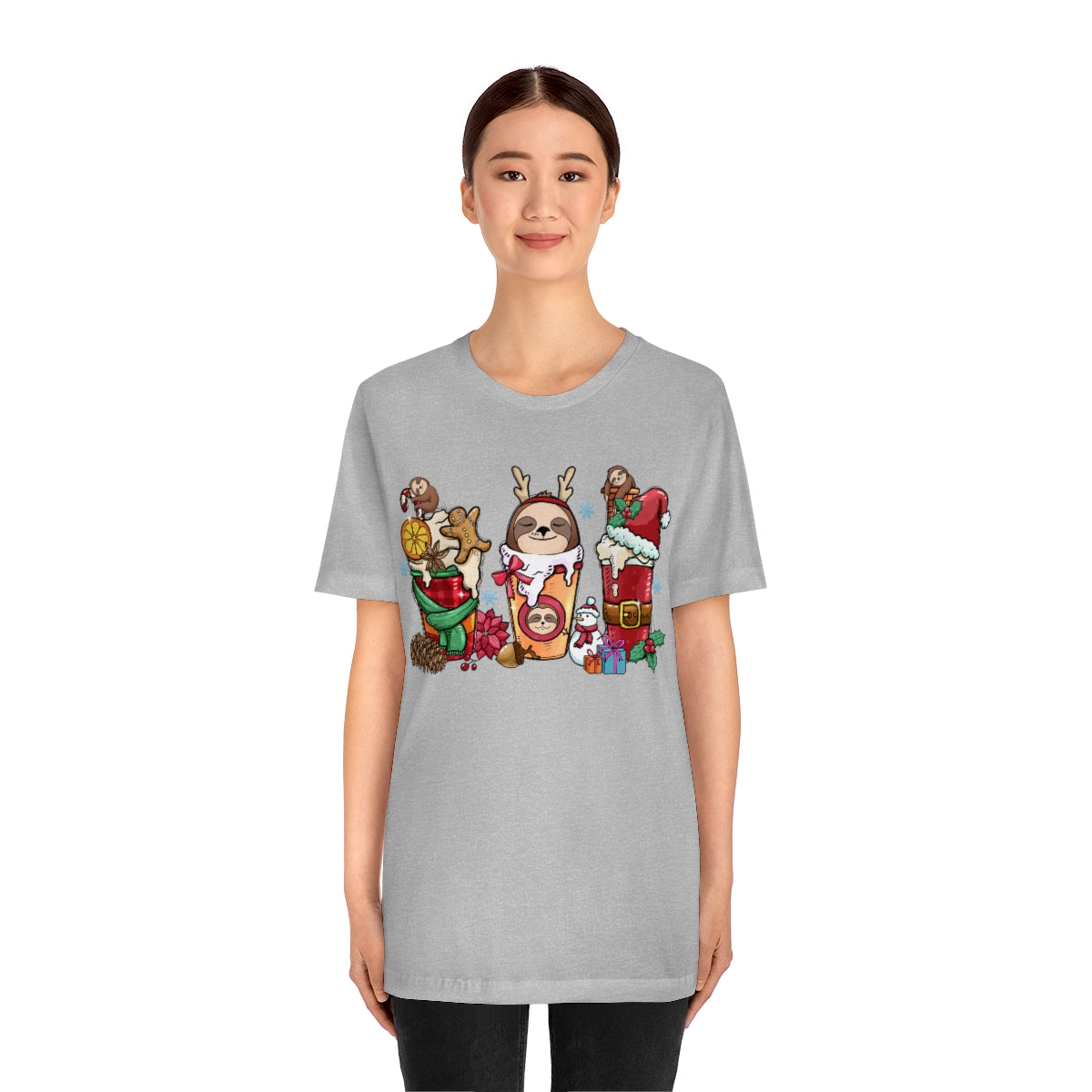 Cute Sloth Christmas Coffee Cup Xmas Tshirt