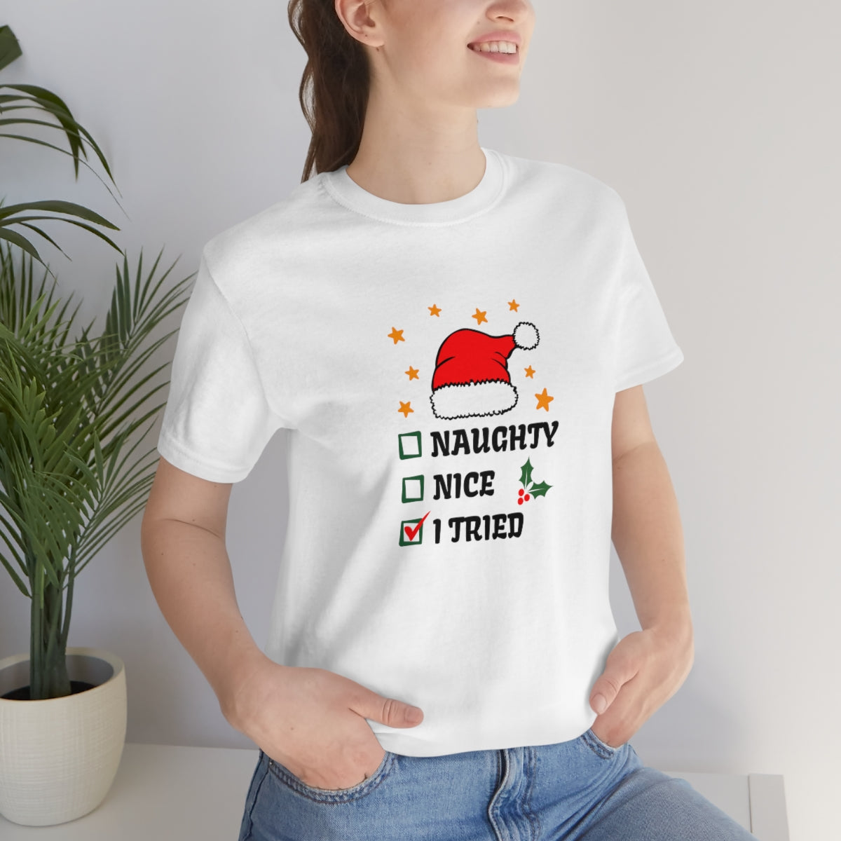 Naughty Nice I Tried Christmas Tshirt