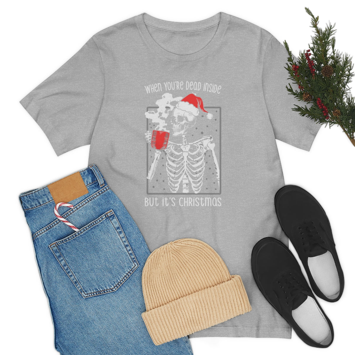 When You're Dead Inside Skeleton Christmas Tshirt