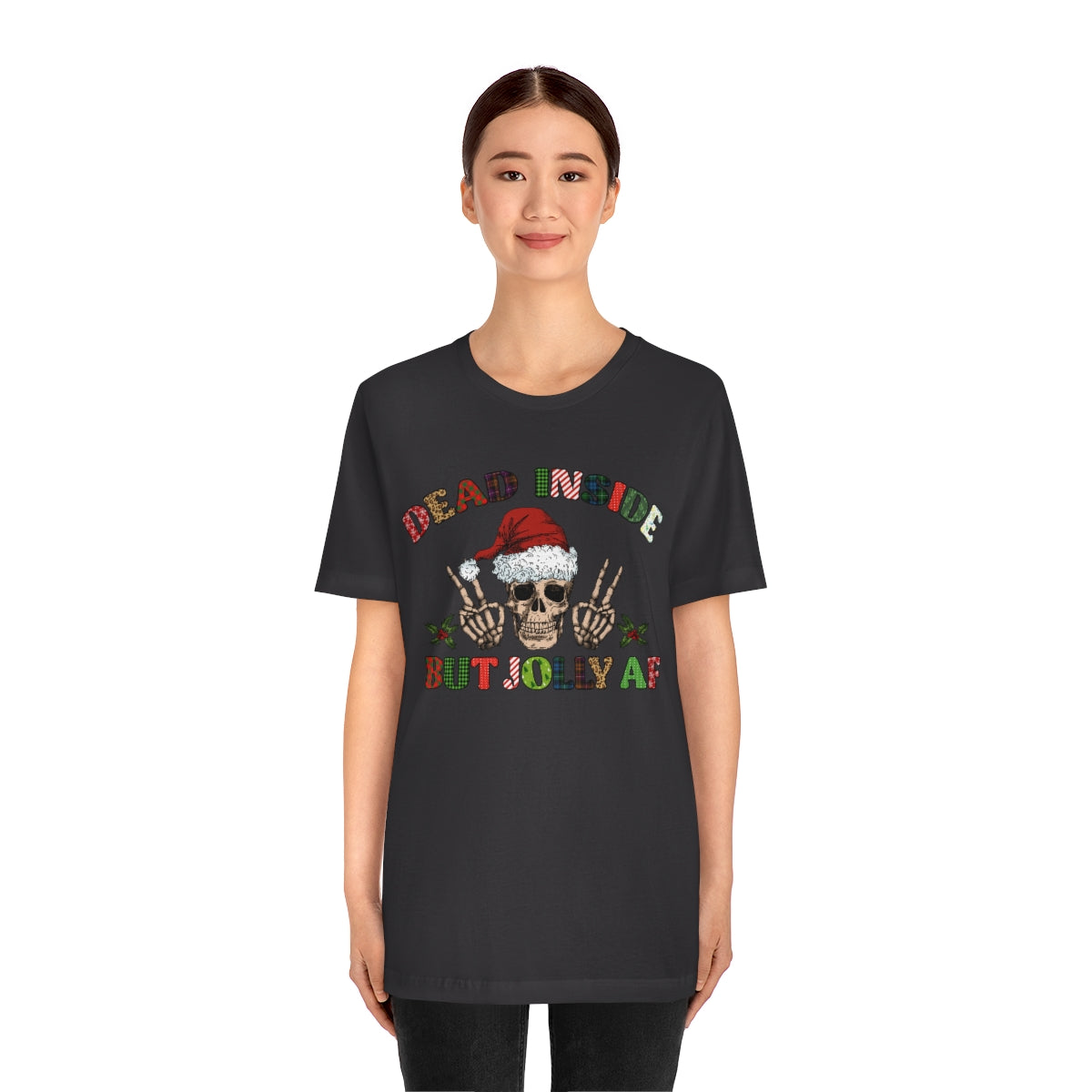 Dead but Jolly AF Skeleton Spooky Christmas Tshirt