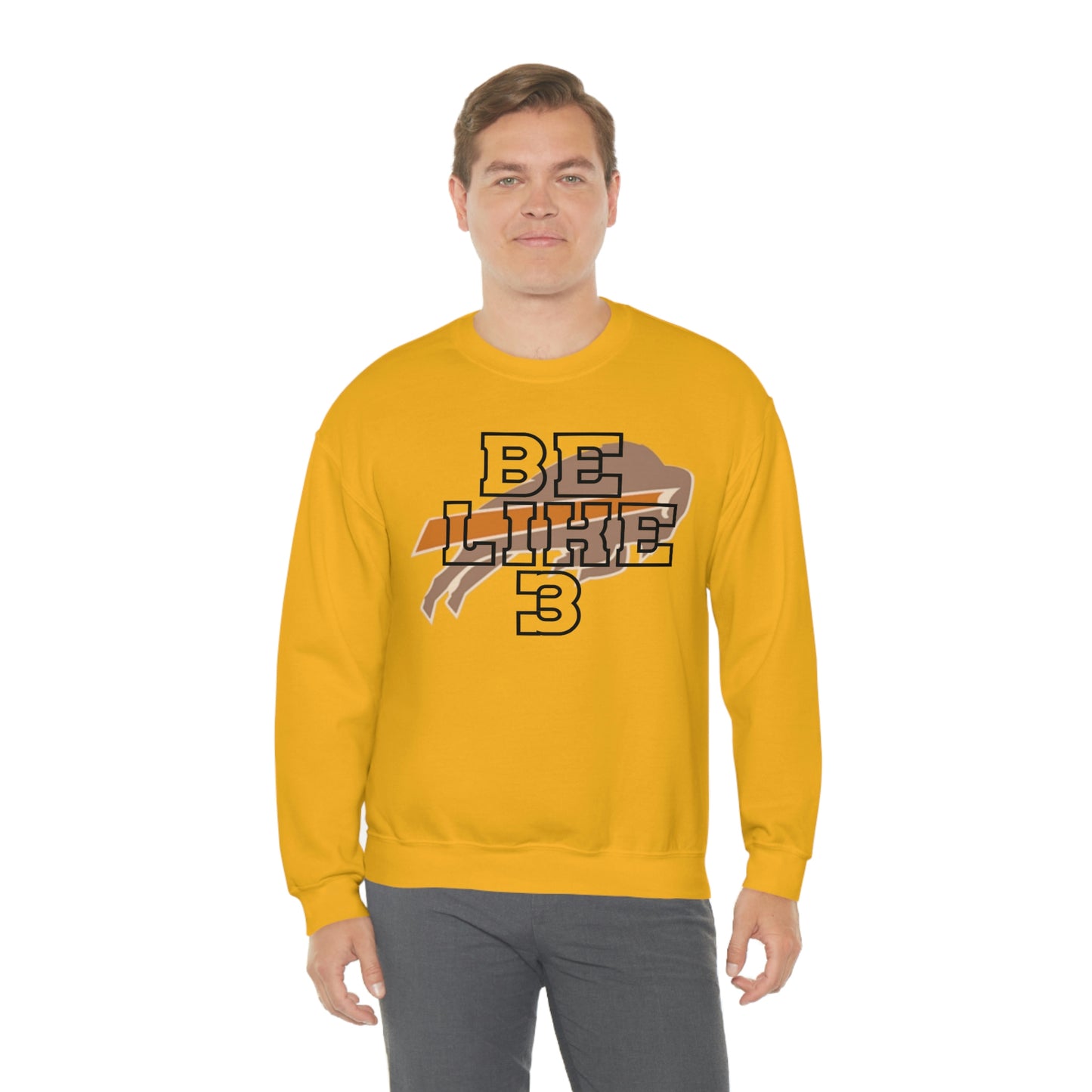 Be Like #3 Damar Hamlin Black Outline Buffalo Bills Logo Crewneck Sweatshirt