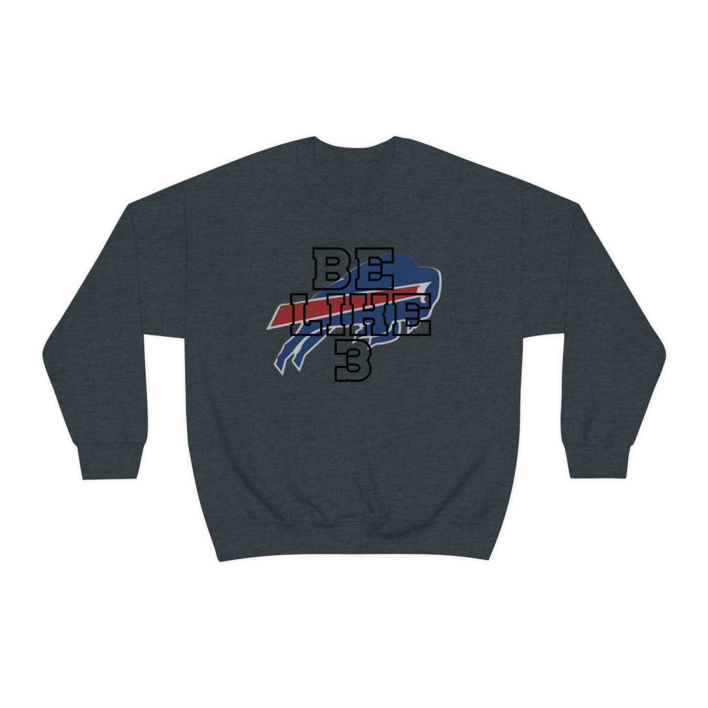 Be Like #3 Damar Hamlin Black Outline Buffalo Bills Logo Crewneck Sweatshirt