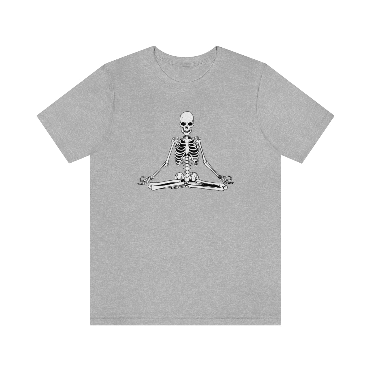 Meditating Yoga Skeleton TShirt, Funny Shirt, Namaste Skeleton, Halloween Lover Gift on Unisex Jersey Short Sleeve Tee