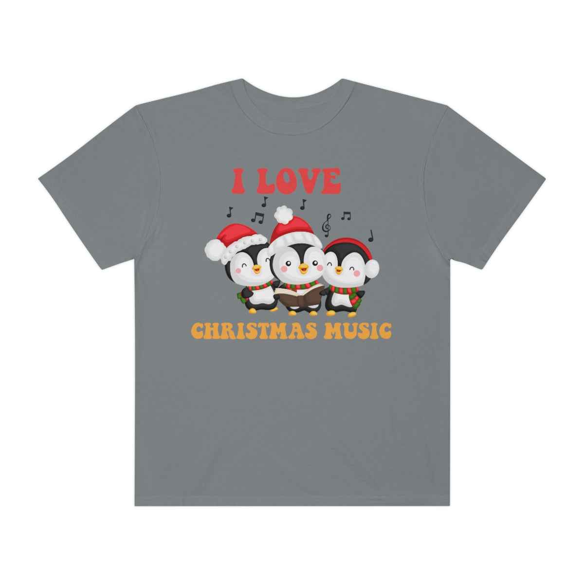 Cute I love Christmas Music Singing Caroling Penguins Holiday Xmas TShirt