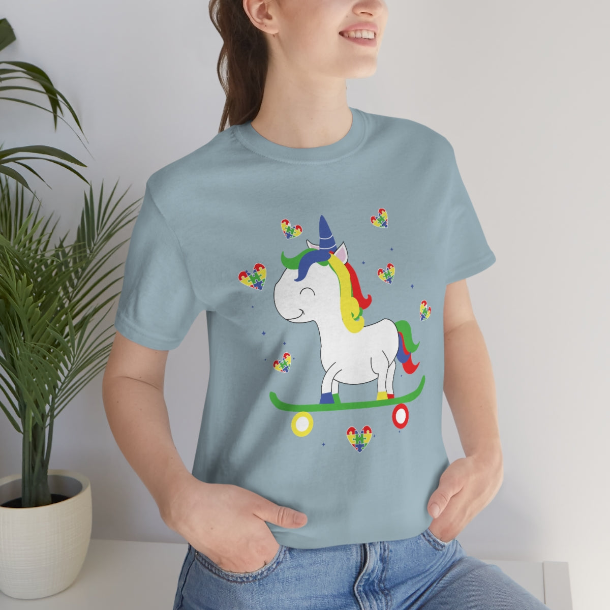 Cute Skateboarding Unicorn Autism Awareness Tshirt