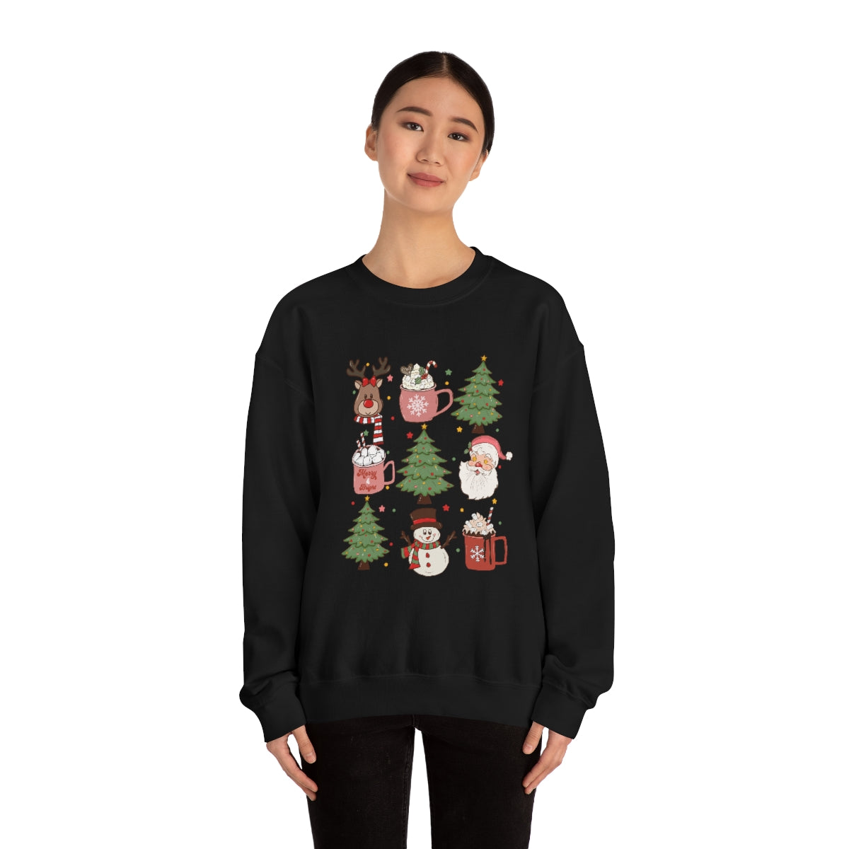 Cute Snowman Santa Reindeer Christmas Xmas Holiday Sweatshirt