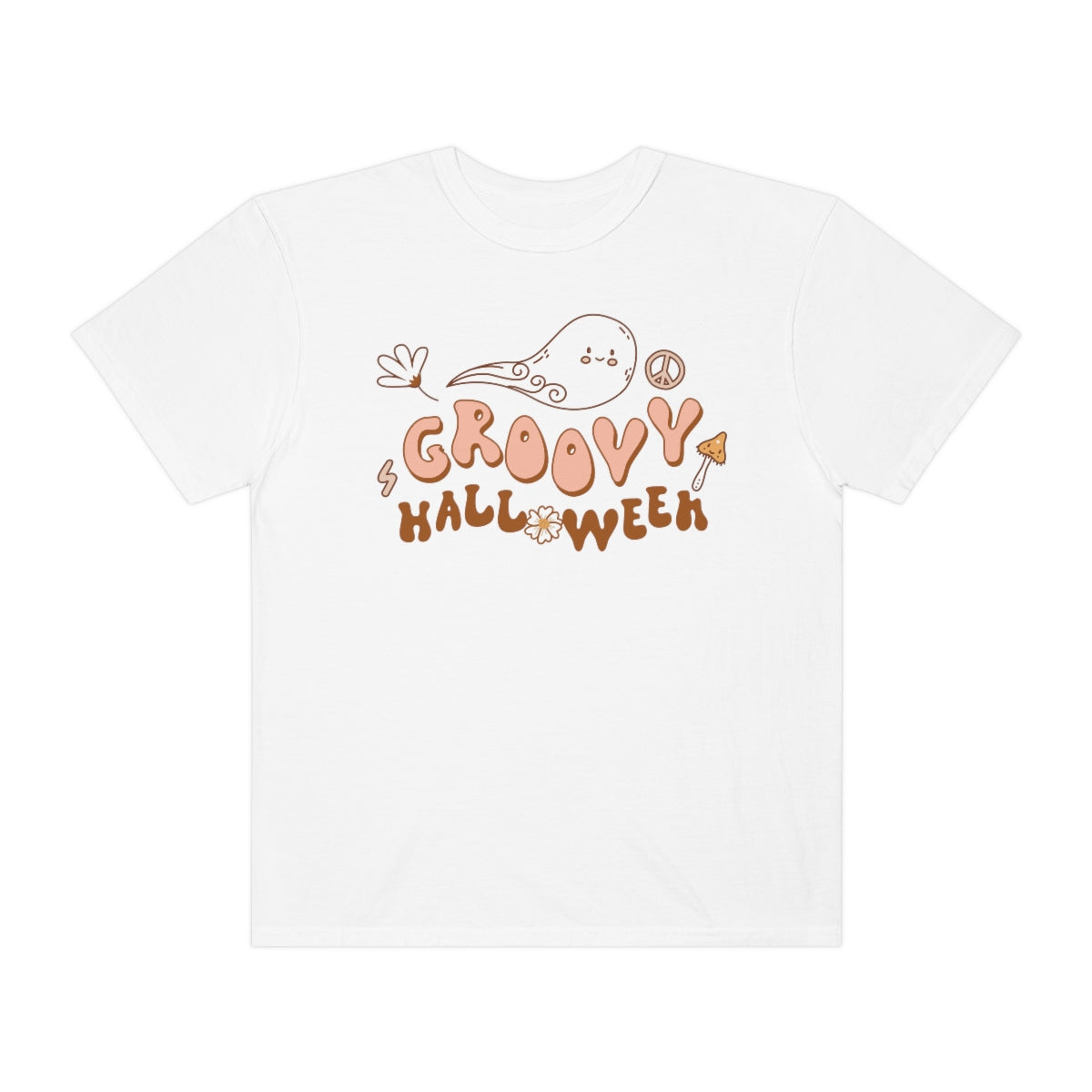 Happy Groovy Halloween Cute Retro Lettering Design, Halloween Tshirt, Funny Tshirt Design on Unisex Garment-Dyed T-shirt