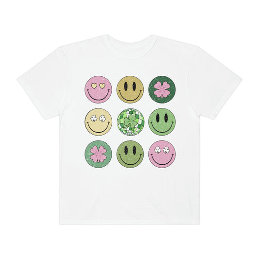 Cool Retro Happy Faces Shamrocks St. Patrick's Day Tshirt