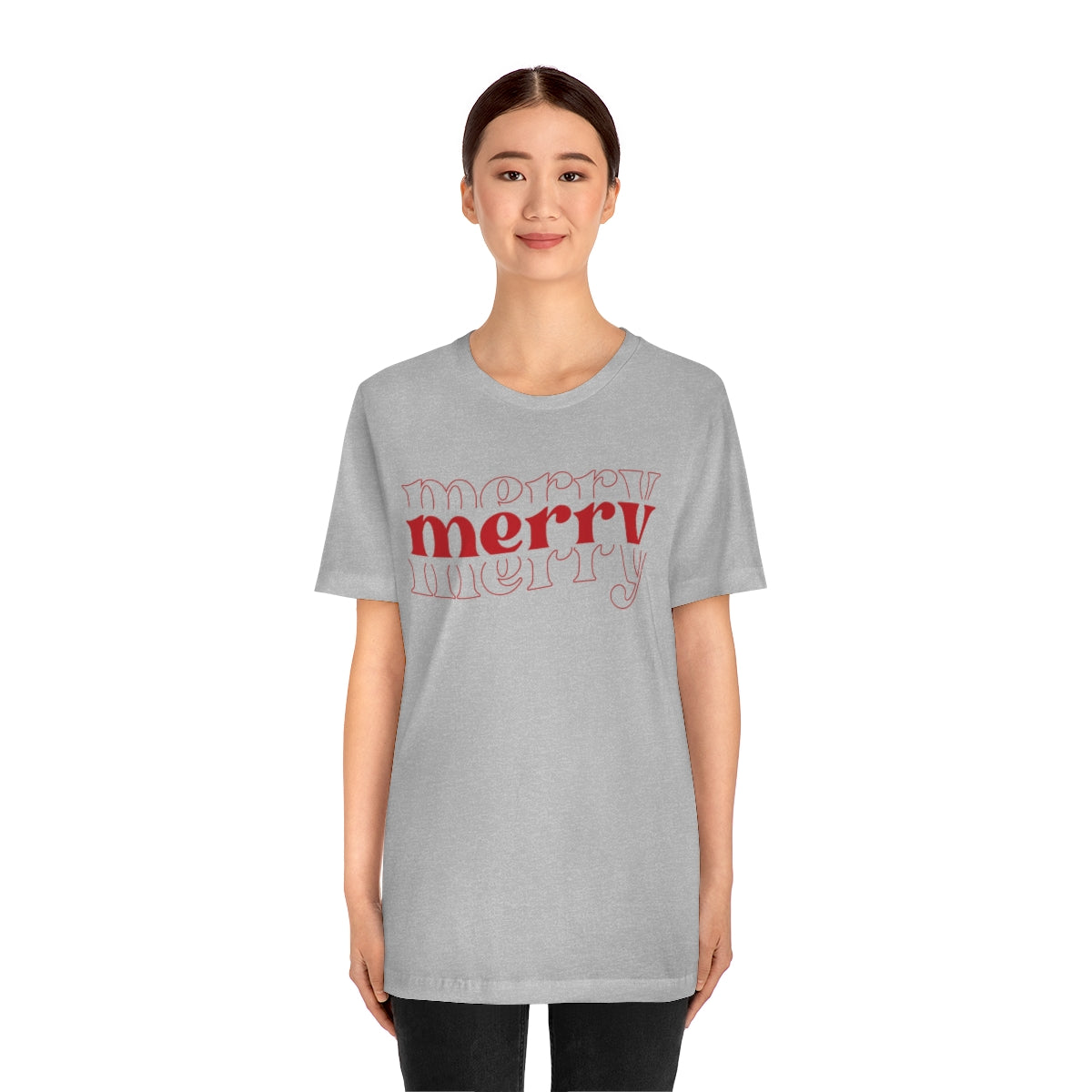 Merry Merry Merry Red Cute Christmas Holiday Tshirt