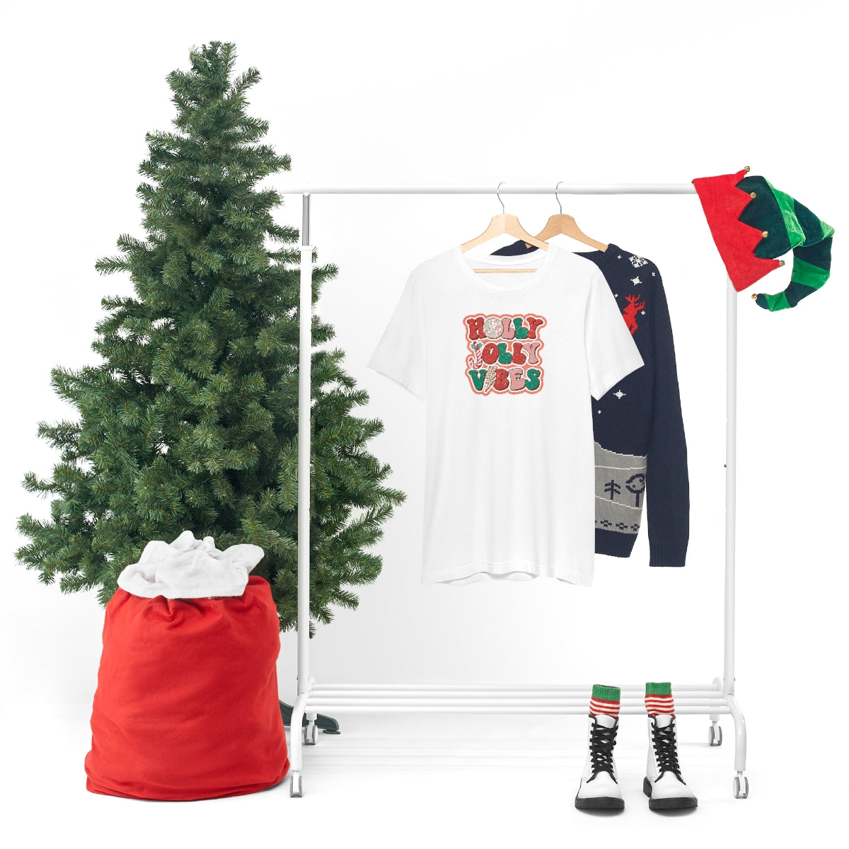 Retro Holly Jolly Vibes Christmas TShirt