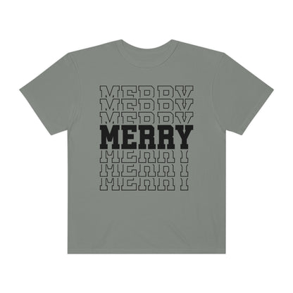 Merry Merry Merry Varsity Lettering Christmas Holiday Tshirt