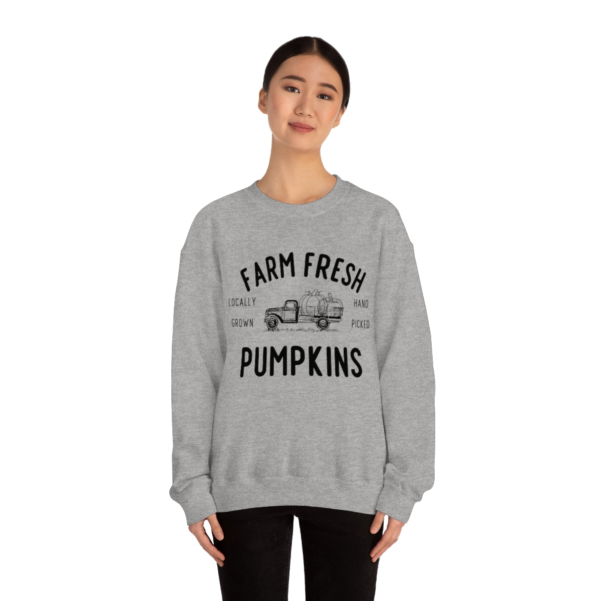 Farm Fresh Pumpkin Sweatshirt, Halloween Crewneck Sweatshirt, Halloween Sweater, Spooky Season, Fall Theme on Unisex Heavy Blend™ Crewneck Sweatshirt