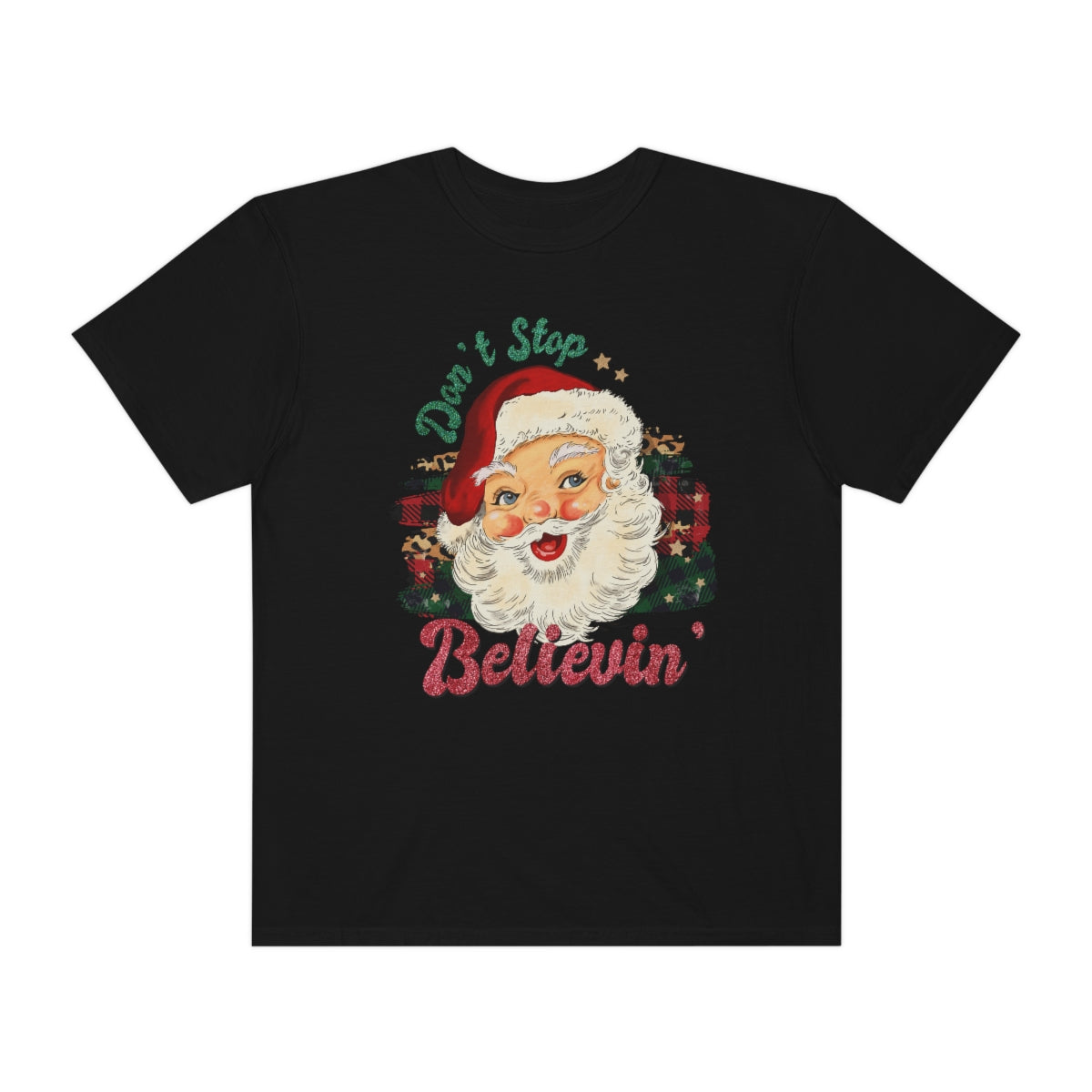 Don't Stop Believing Vintage Classic Santa Christmas Tshirt