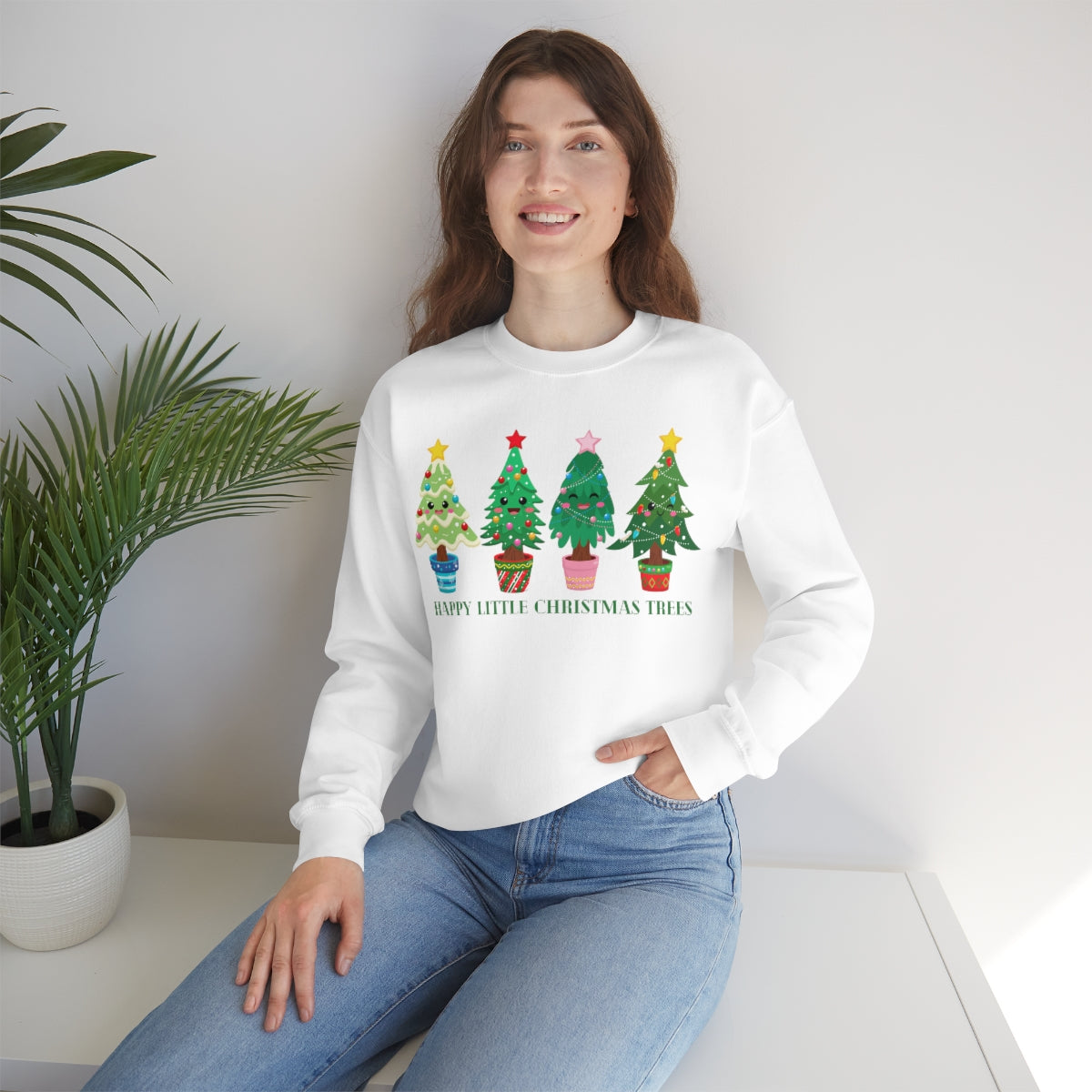 Happy Little Christmas Trees Xmas Holiday Sweatshirt