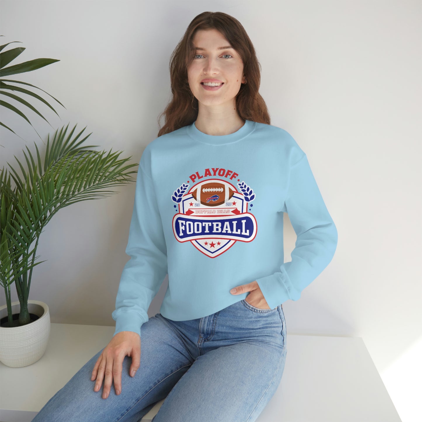 2023 Bufalo Football Playoffs Buffalo Bills Logo Crewneck Sweatshirt