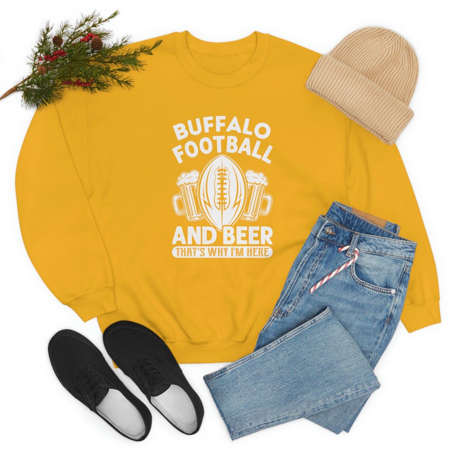 Buffalo Football & Beer Is Why I'm Here Crewneck Sweatshirt