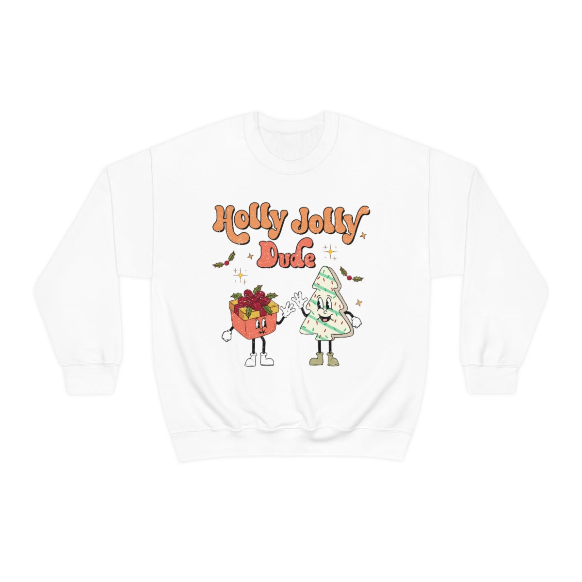 Holly Jolly Dude Groovy Retro Vintage Style Christmas Xmas Holiday Sweatshirt