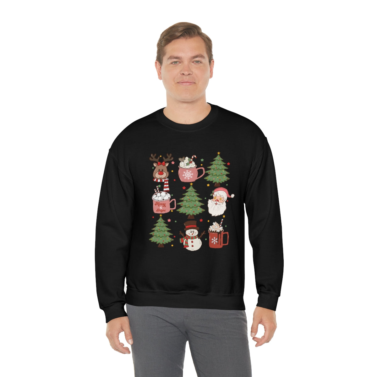 Cute Snowman Santa Reindeer Christmas Xmas Holiday Sweatshirt