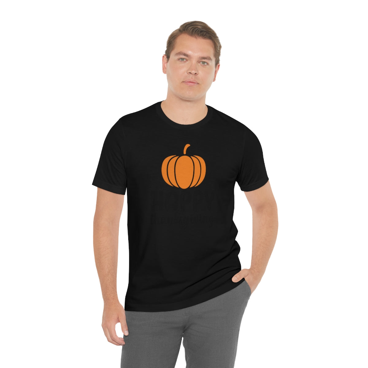 Happy Thanksgiving Pumpkin Tshirt Design | Thanksgiving TShirt | Thanksgiving T-Shirt | Thanksgiving Teeshirt Design on Unisex Jersey Short Sleeve Tee