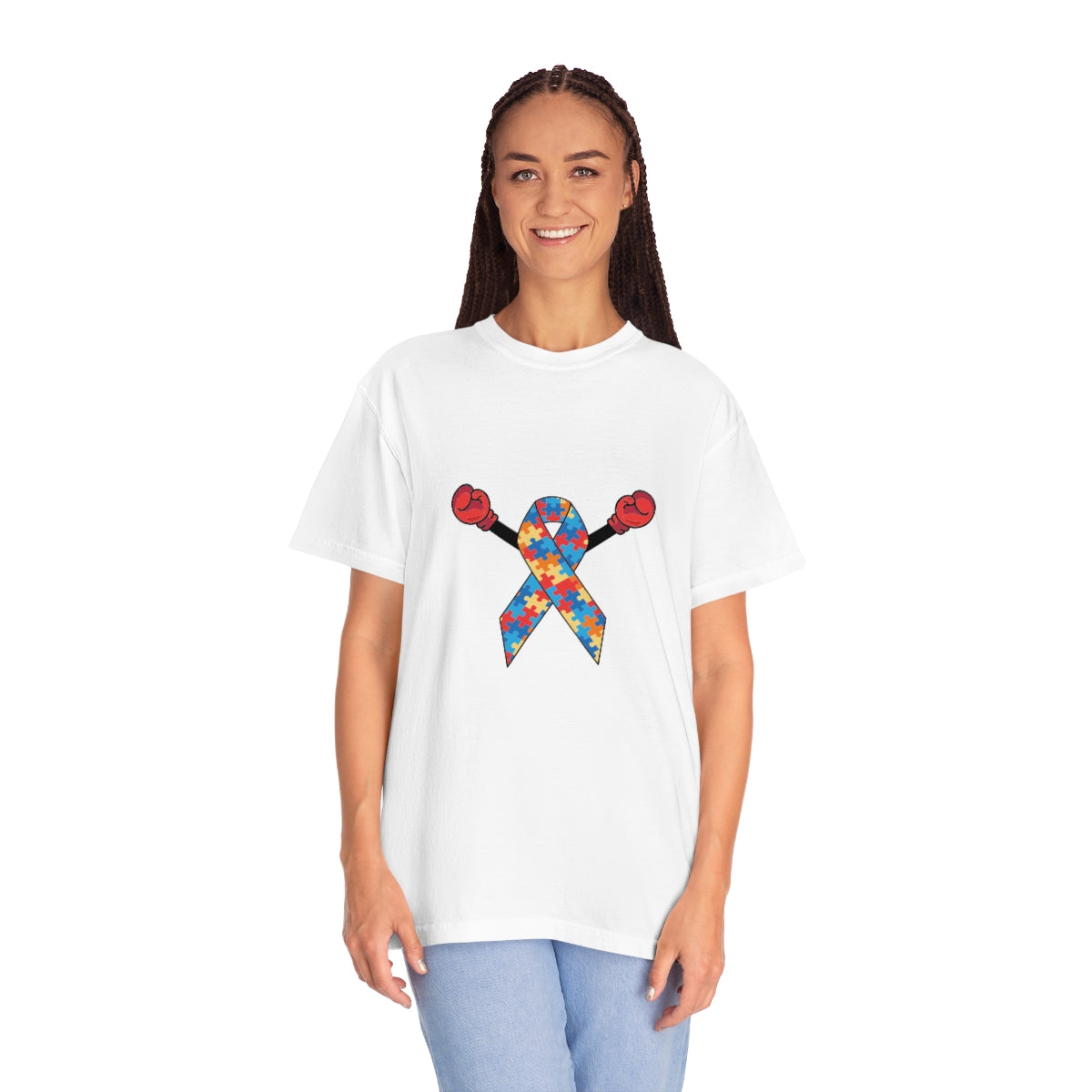 His Fight is My Fight Autism Awareness Ribbon w Boxing Gloves Tshirt