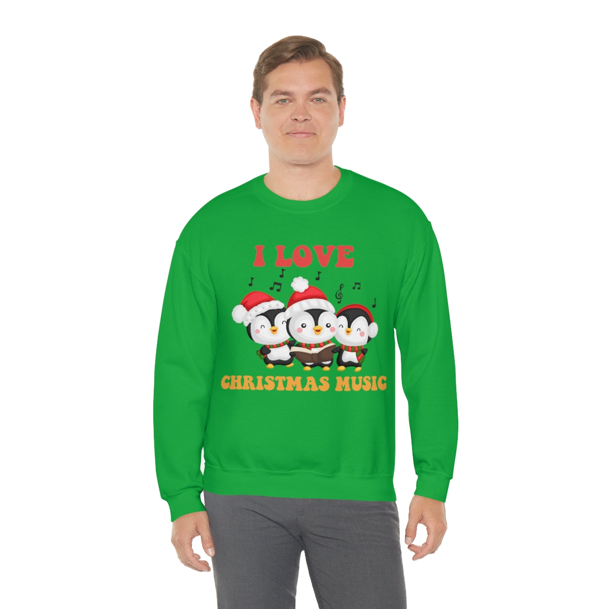 Cute I Love Christmas Music Singing Caroling Penguins Xmas Holiday Sweatshirt