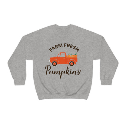 Farm Fresh Pumpkin Sweatshirt, Halloween Crewneck Sweatshirt, Halloween Sweater, Spooky Season, Fall Theme on Unisex Heavy Blend™ Crewneck Sweatshirt