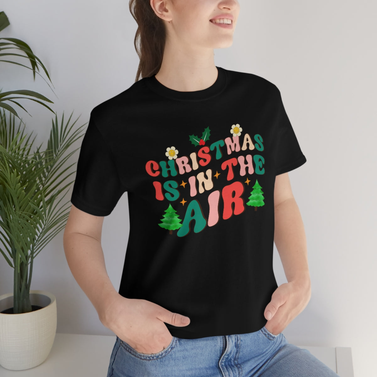 Retro Christmas is in the Air Cute Xmas Trees Holiday Tshirt