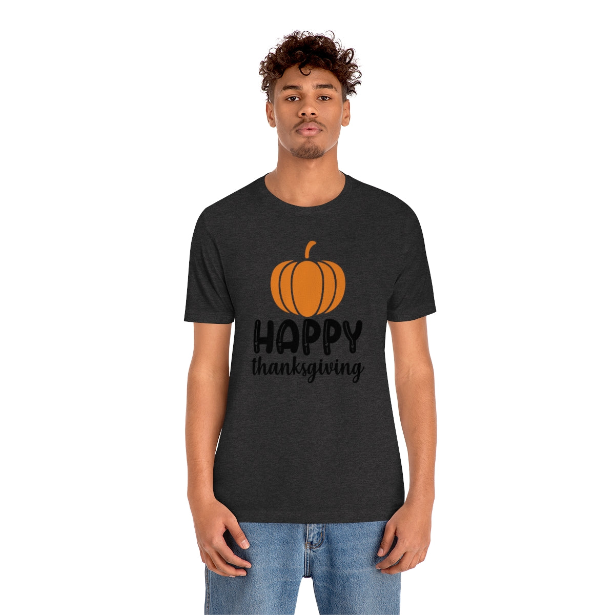 Happy Thanksgiving Pumpkin Tshirt Design | Thanksgiving TShirt | Thanksgiving T-Shirt | Thanksgiving Teeshirt Design on Unisex Jersey Short Sleeve Tee