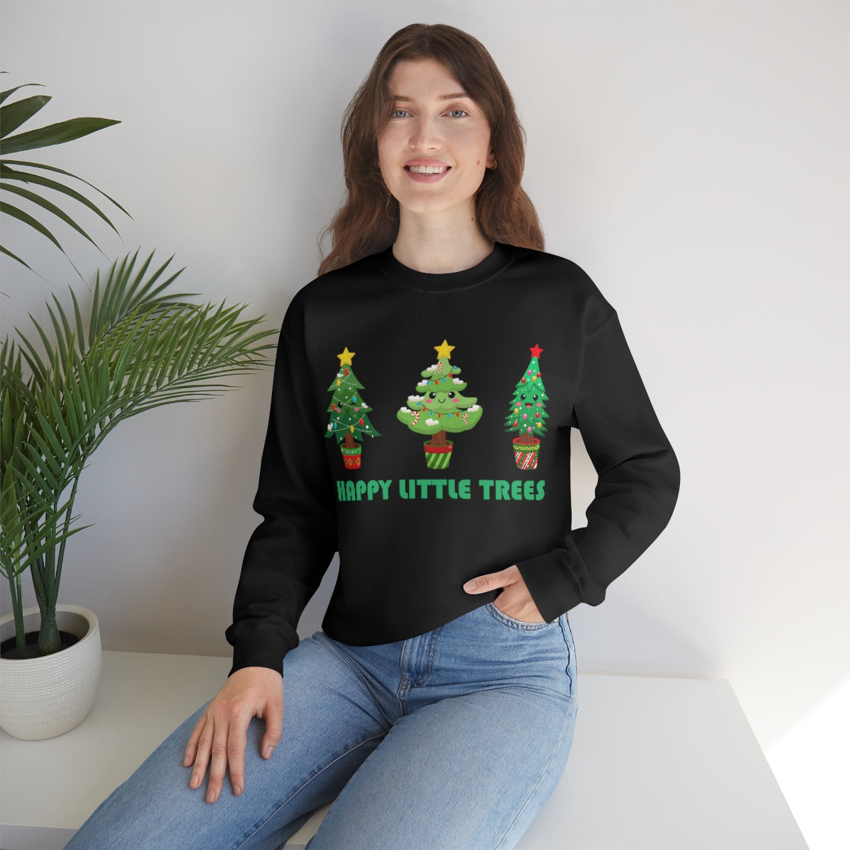 Cute Happy Little Christmas Xmas Trees Sweatshirt