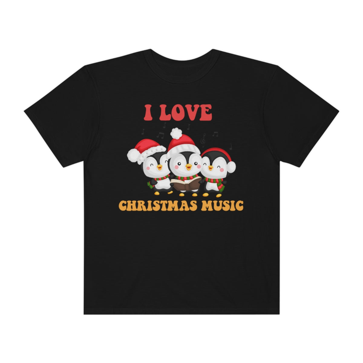 Cute I love Christmas Music Singing Caroling Penguins Holiday Xmas TShirt