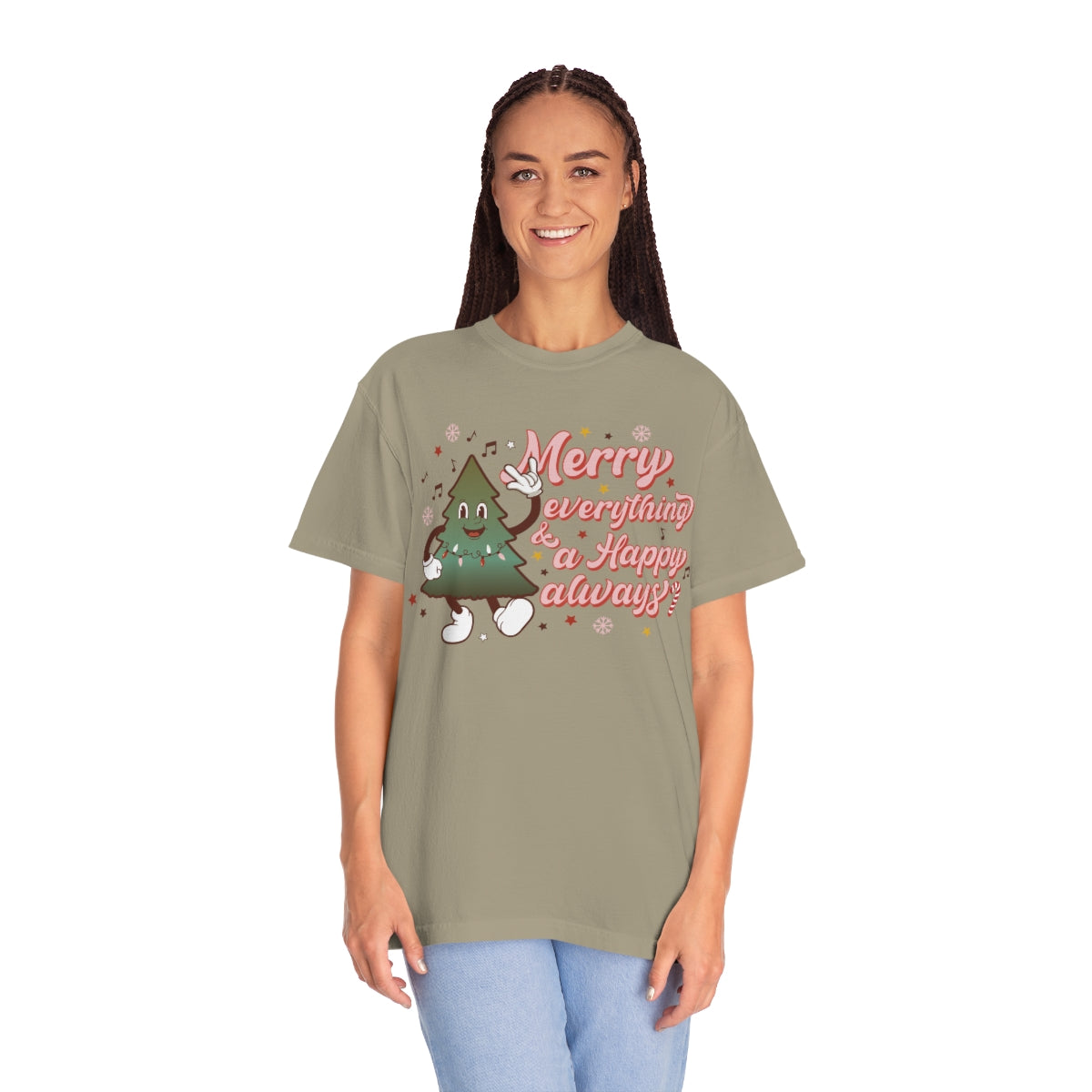 Merry Everything & Happy Always Christmas TeeShirt design on Unisex Garment-Dyed T-shirt