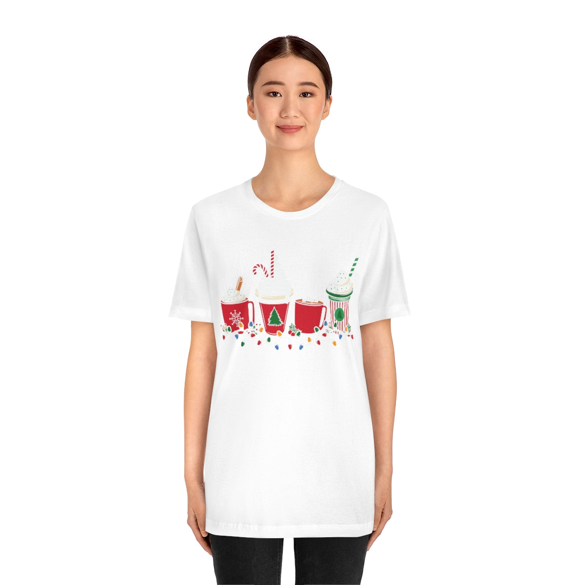 Starbucks Themed Peppermint Coffee Cups Christmas Holiday Tshirt