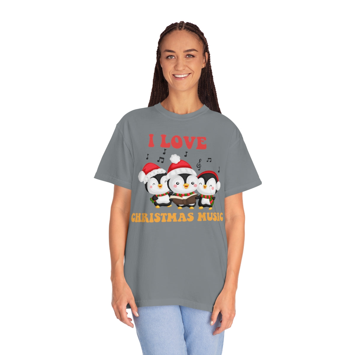 Cute I love Christmas Music Singing Caroling Penguins Holiday Xmas TShirt