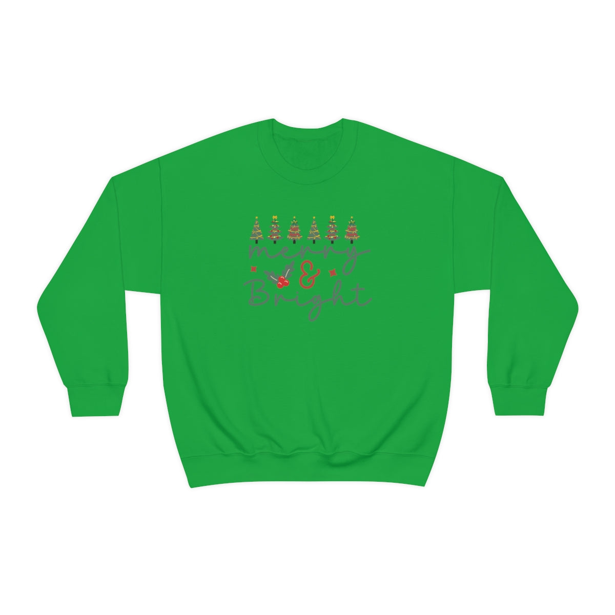 Cute Merry & Bright Christmas Trees Lights Xmas Holiday Sweatshirt