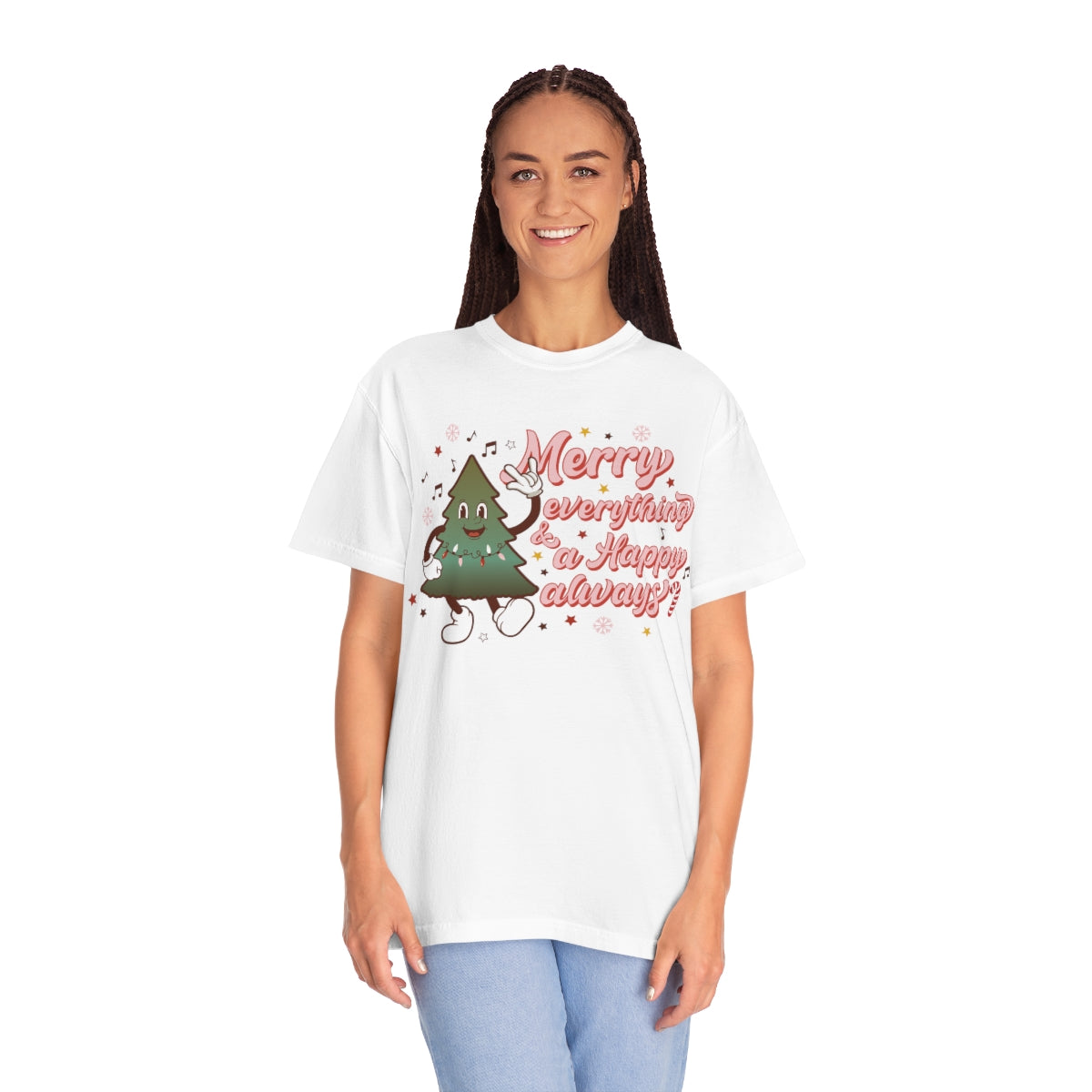 Merry Everything & Happy Always Christmas TeeShirt design on Unisex Garment-Dyed T-shirt