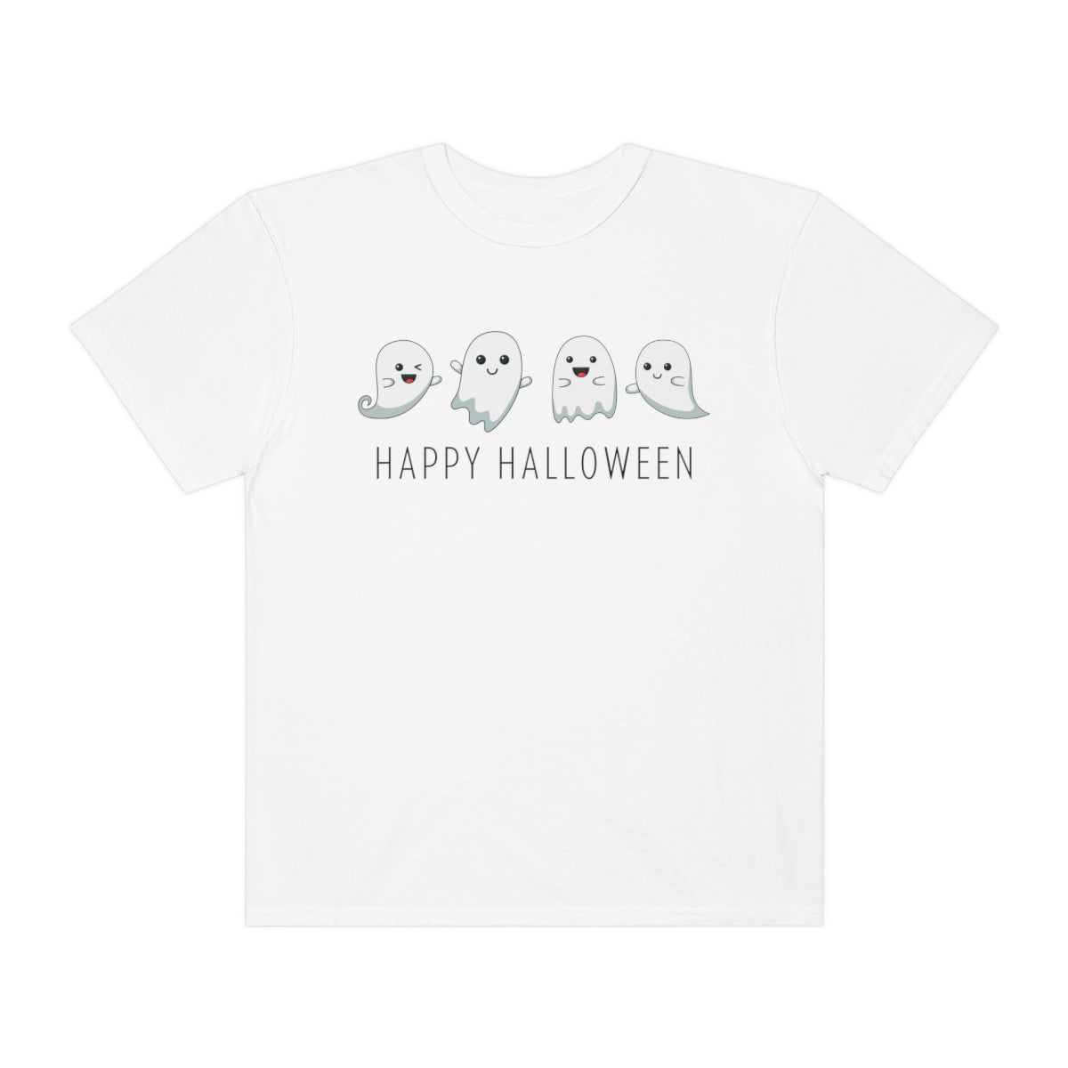 Happy Halloween Cute Ghost Tshirt Design on Unisex Garment-Dyed T-shirt