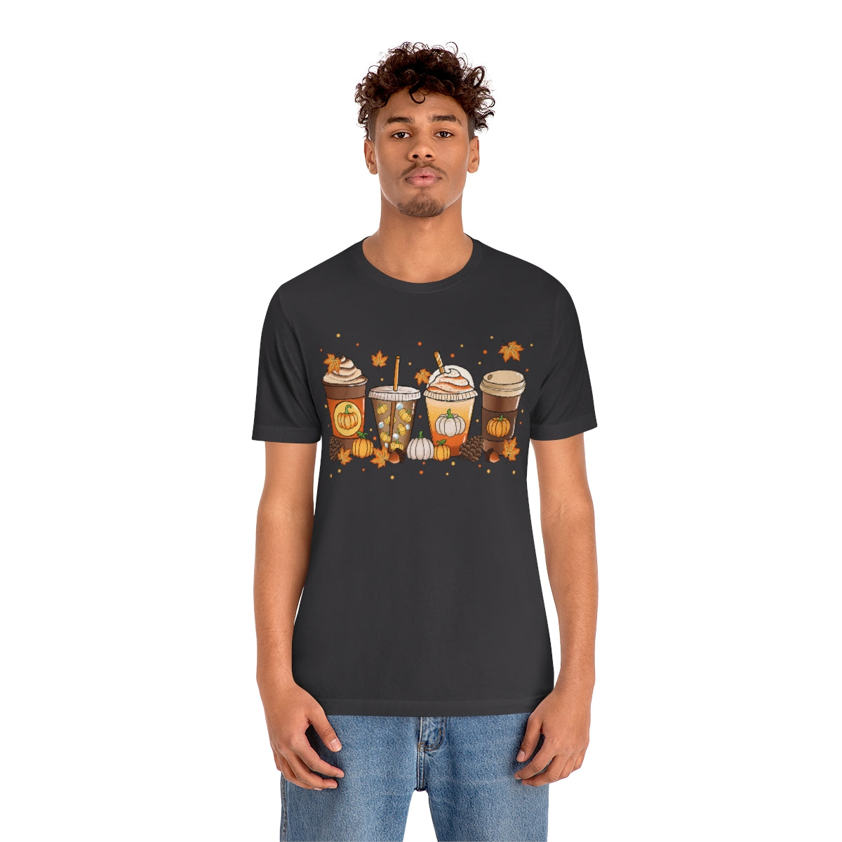 Fall Coffee Shirt Pumpkin Spice Coffee Design Short Sleeve Tshirt