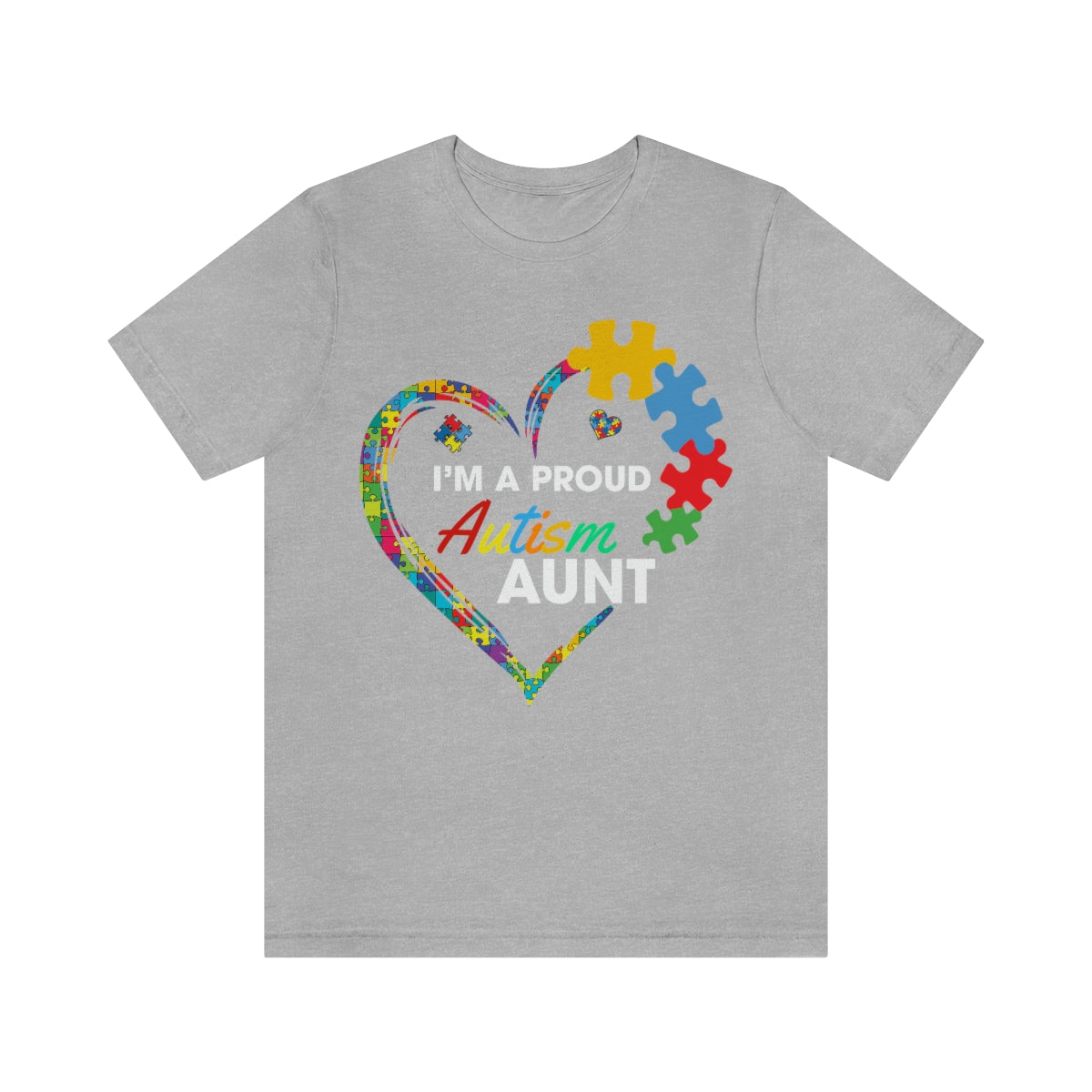 Proud Autism Aunt Heart Puzzle Pieces Tshirt