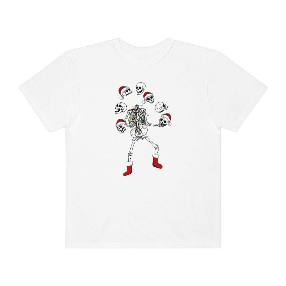 Skeleton Juggling Heads Funny Christmas Tshirt