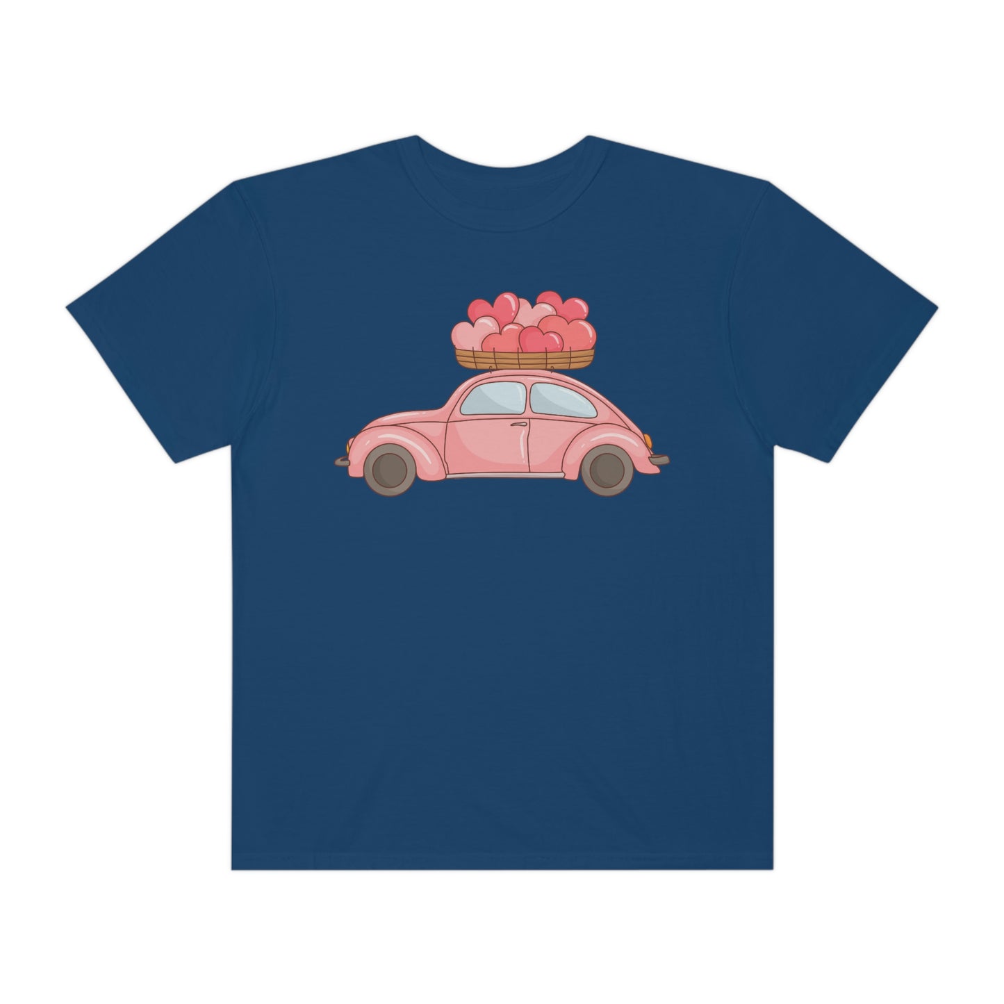 Cute Beetle Car Retro Car Bug with Hearts Valentines Day Tshirt