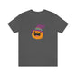 Pumpkin with Purple Hat Happy Halloween Tshirt, Funny Halloween T-Shirt Design on Unisex Jersey Short Sleeve Tee