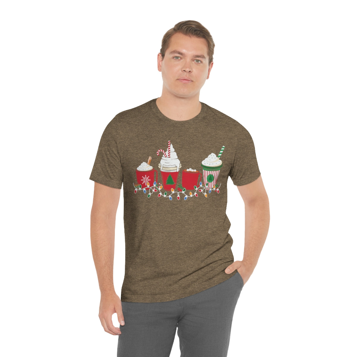 Starbucks Themed Peppermint Coffee Cups Christmas Holiday Tshirt