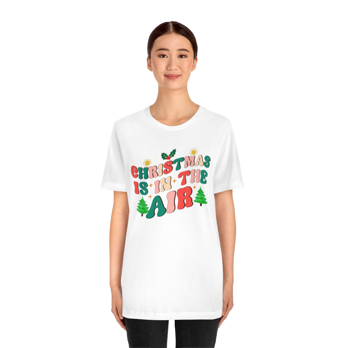 Retro Christmas is in the Air Cute Xmas Trees Holiday Tshirt