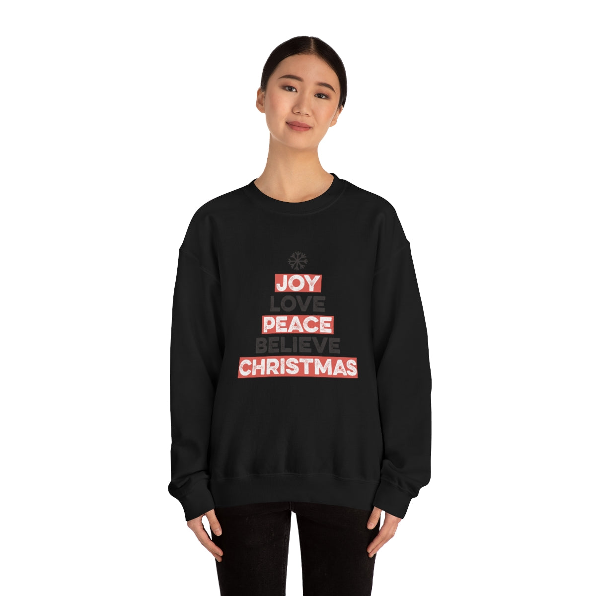 Joy Peace Believe Christmas Snowflake Xmas Holiday Sweatshirt